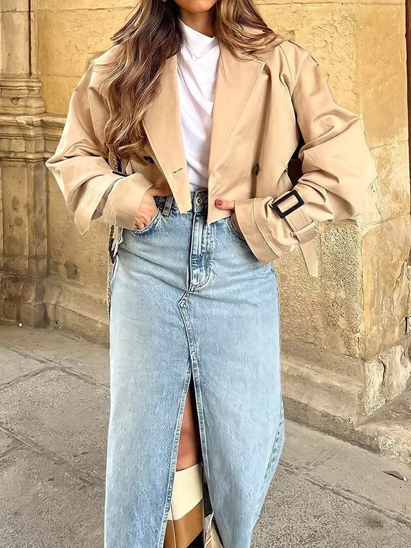 Split-Joint Long Sleeves Loose Lapel Jackets