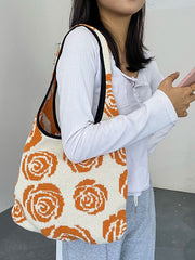 Original Creation Floral Weave Contrast Color Bags Accessories