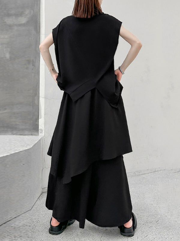 Asymmetric Split-Joint Loose Wide Leg Trousers Pants