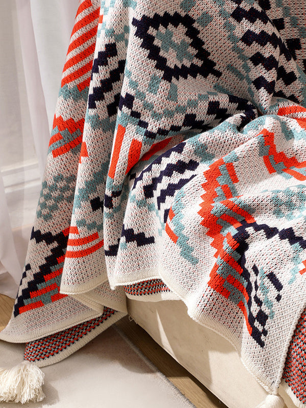 Home Keep Warm Contrast Color Jacquard Blankets Accessories