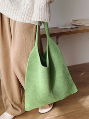 Solid Color Woven Handbag Bags