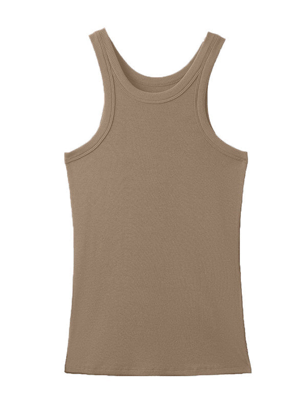 Solid Color Skinny Sleeveless Round-Neck Vest Top