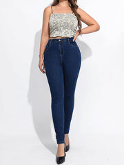 High-Waisted Split-Joint Skinny Leg Jean Pants Bottoms