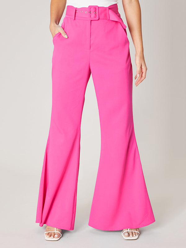 High Waisted Loose Solid Color Pants Trousers