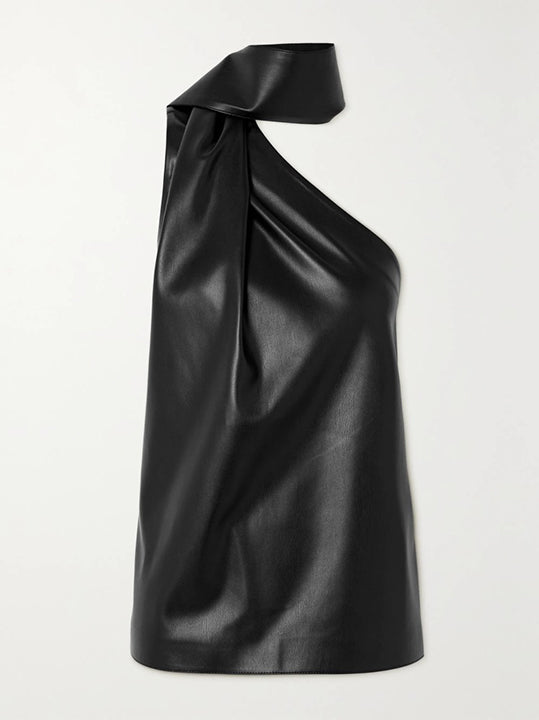 Asymmetric Solid Color Sleeveless High Neck Vest Top