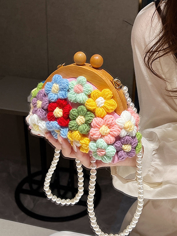 Chains Flower Shape Handbags Crossbody Bags