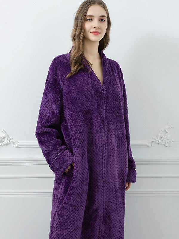 Comfortable Solid Flannel Pajama Robe