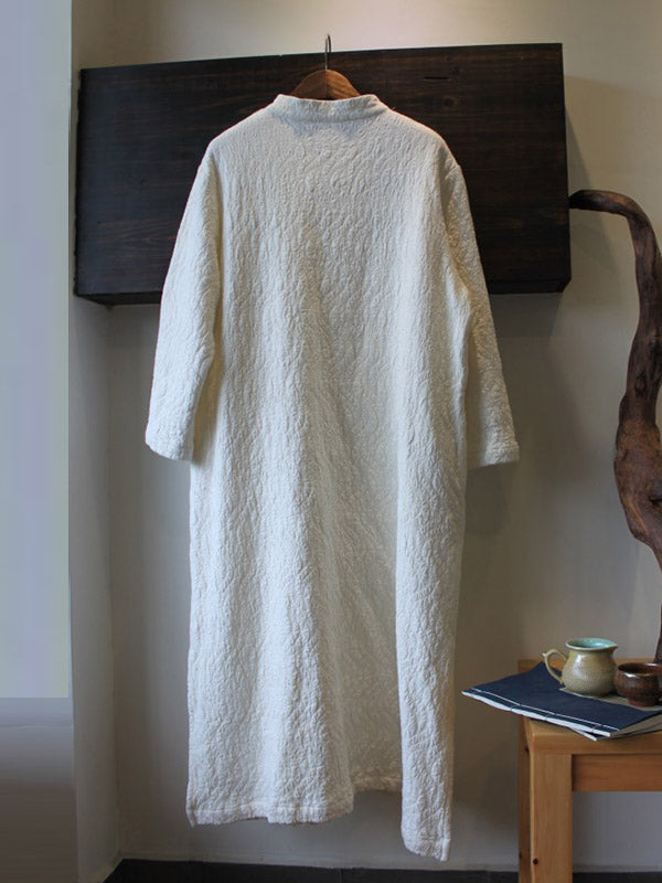 Vintage Jacquard Split-Side Midi Dress Long Cheongsam