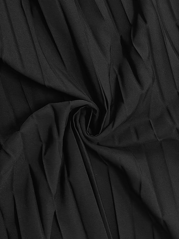 Hollow Pleated Solid Color Split-Joint Bodycon Sleeveless Mock Neck Maxi Dresses