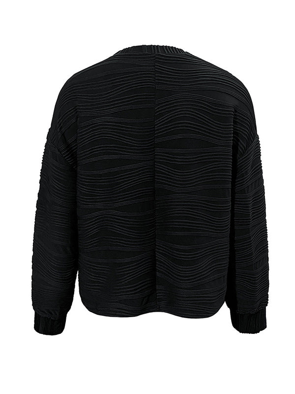 Solid Color Long Sleeves Loose Round-Neck T-Shirts