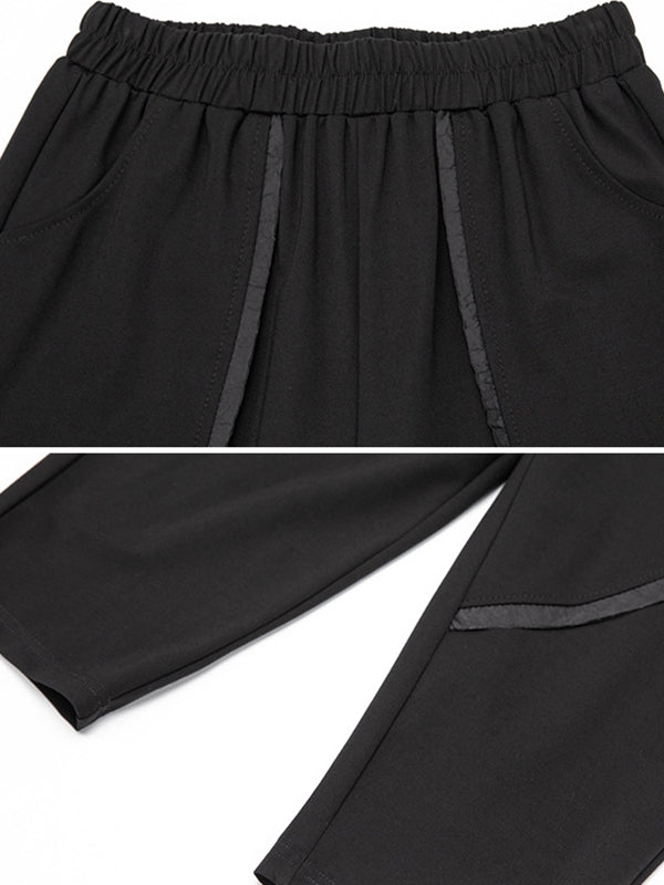 Solid Color Split-Joint Harem Pants Ninth Pants Ninth Pants Casual Pants Bottoms