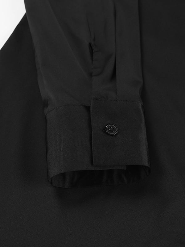 Solid Color Split-Joint Long Sleeves Loose Lapel Blouses