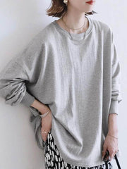 Solid Color Long Sleeves Loose Sweatshirt Tops