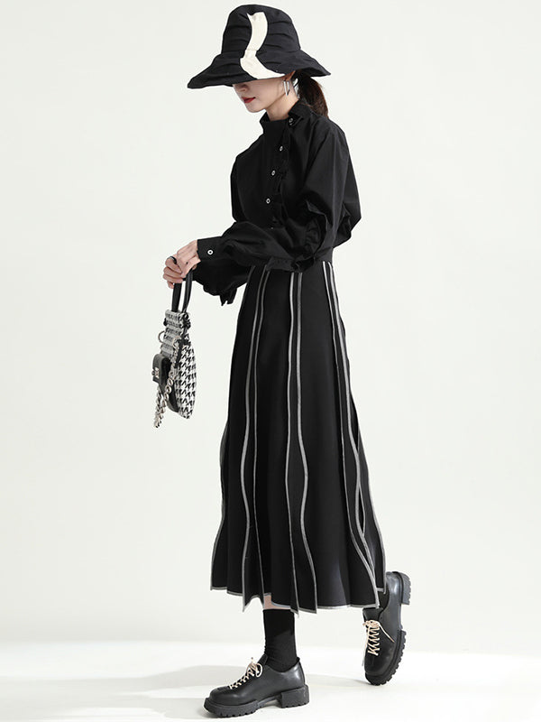 Original Irregular Contrast Color Striped Skirt