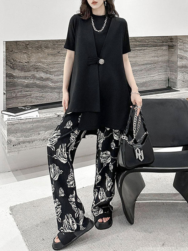 Buttoned High-Low Loose V-Neck Vest Outerwear