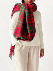 Plaid Tasseled Shawl&Scarf