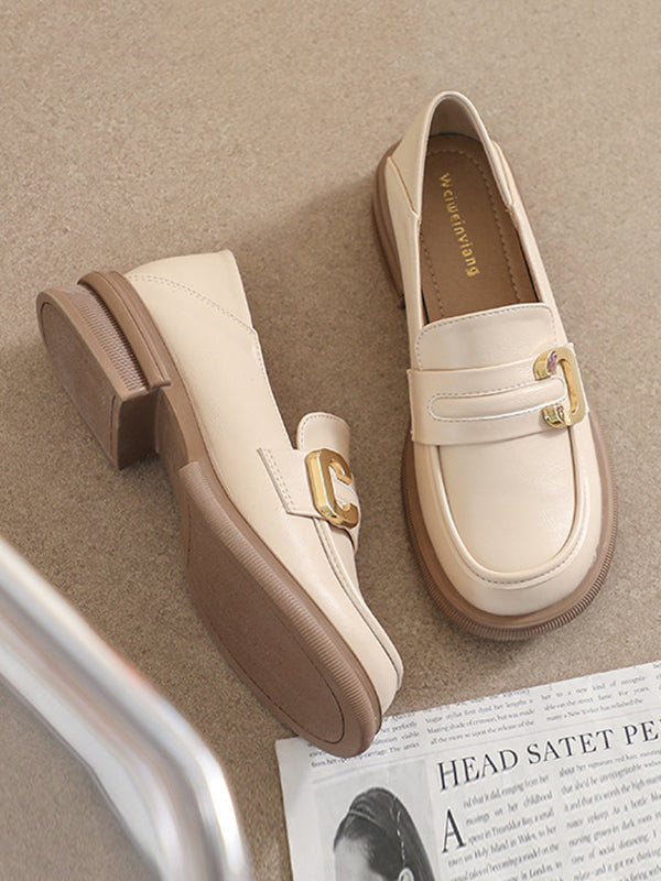 Round-Toe Split-Joint Platform Shoes Loafers