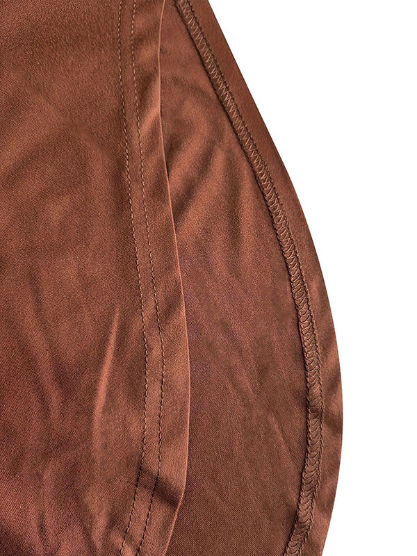 Pockets Solid Color Split-Joint A-line Loose Round-neck Midi Dresses