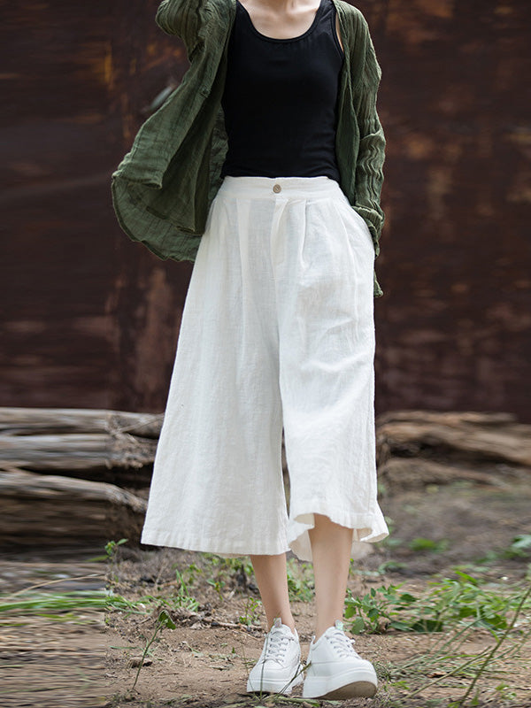 Pleated Split-Joint High Waisted Loose Trousers Pants