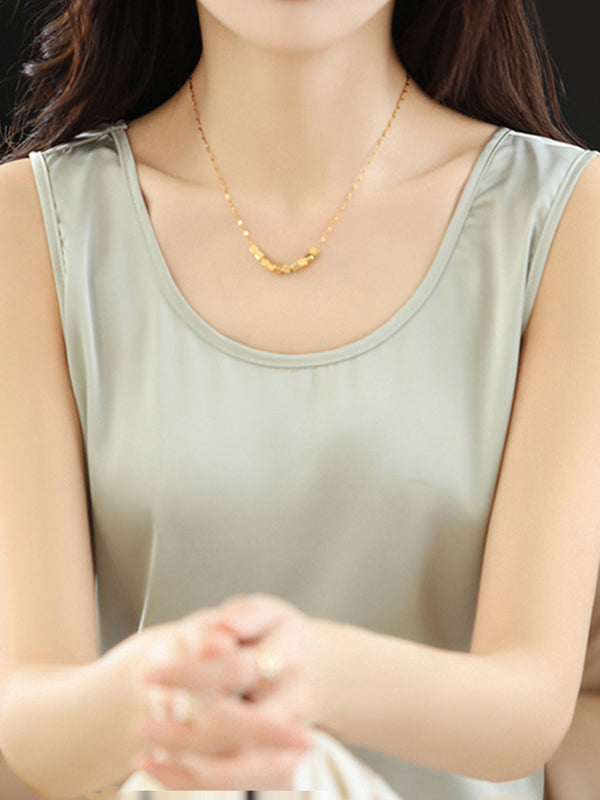 Solid Color Loose Sleeveless Round-Neck Vest Top