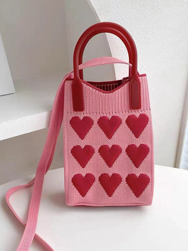 Heart Print Split-Joint Handbags Crossbody Bags Bags