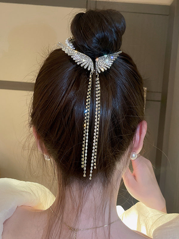Geometric Rhine Stones Tasseled Hair Accessories