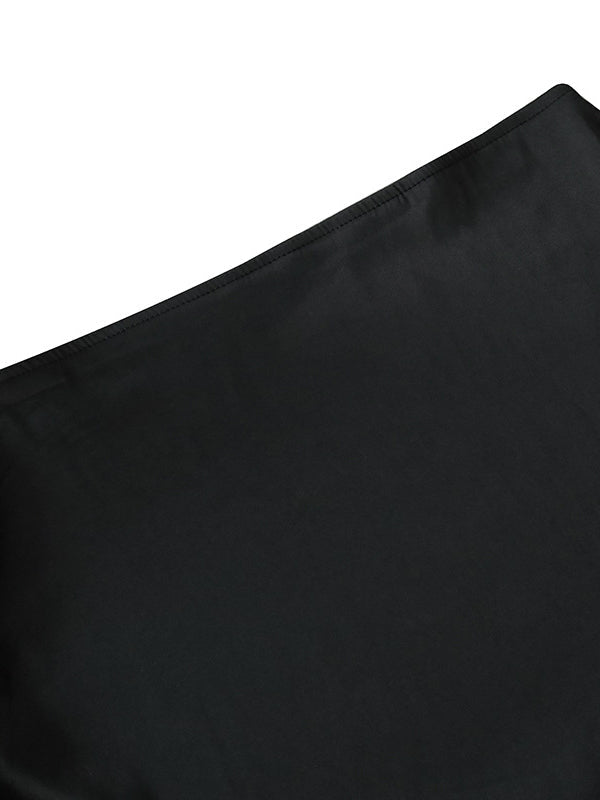 Elasticity Solid Color Split-Joint High Waisted Skirts