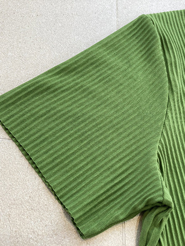 Original Casual Pleated Solid Color Midi Dress