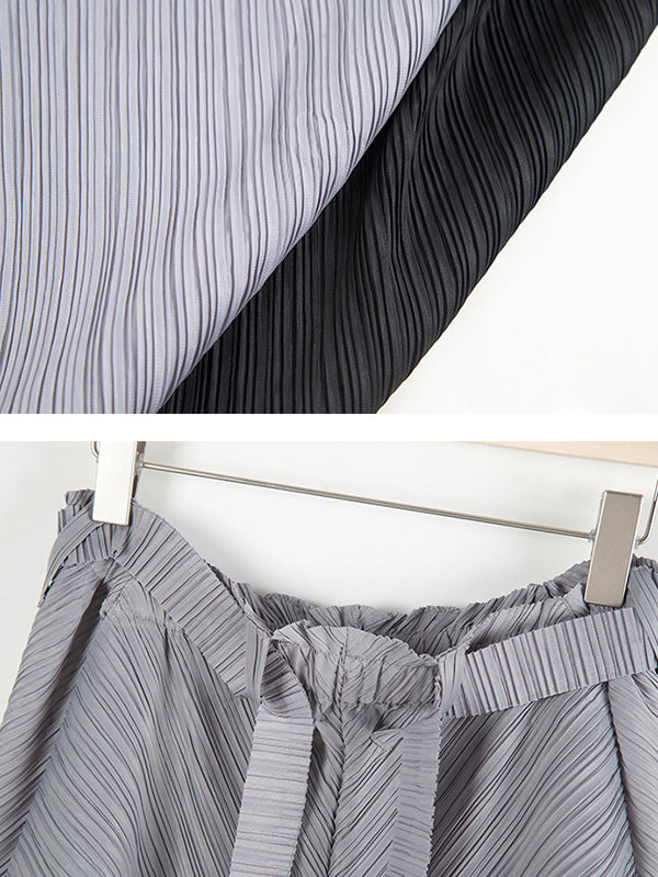 Simple Wide Leg Loose Pleated Solid Color Casual Pants Bottoms