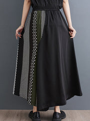 Asymmetric Polka-Dot Printed Split-Joint High Waisted Loose Trousers Pants Culotte