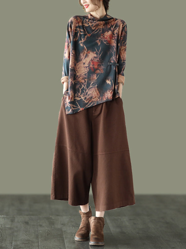Simple Wide Leg Loose Solid Color Casual Pants Bottoms