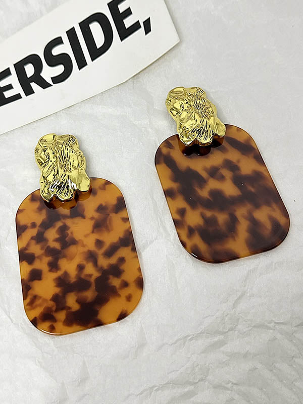 Geometric Leopard Pleated Split-Joint Earrings Accessories Drop Earrings