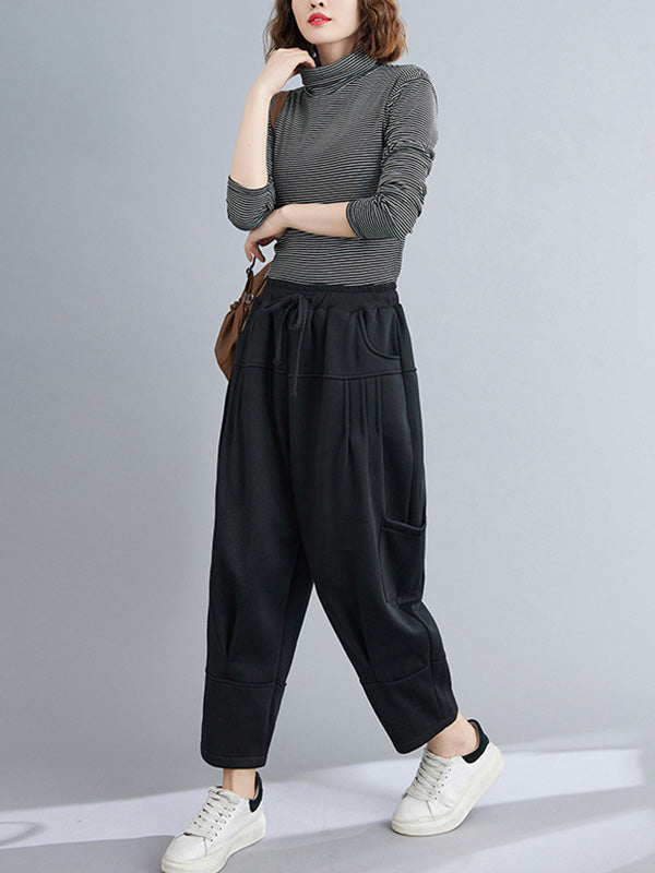 Casual Split-Joint Drawstring High Waisted Harem Pants