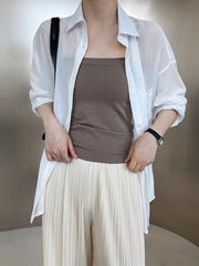 Simple Casual Solid Color Spaghetti-Neck Vest Top
