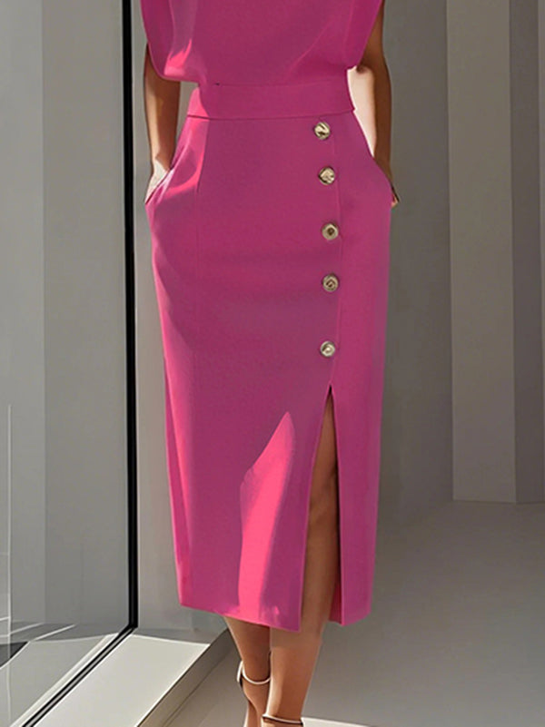 High Waisted Loose Split-Front Split-Joint Skirts