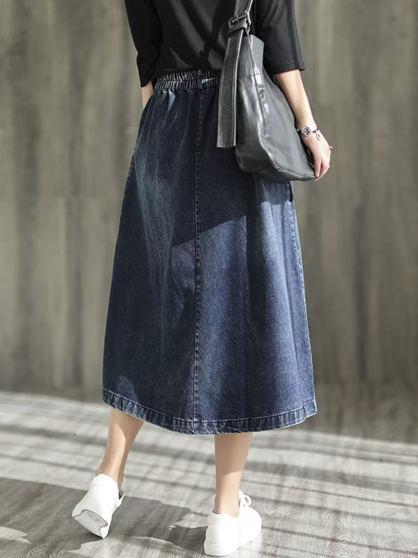 Asymmetric Elasticity Split-Joint Loose Skirts
