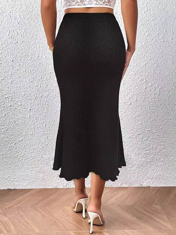 Elasticity Solid Color High Waisted Loose Skirts