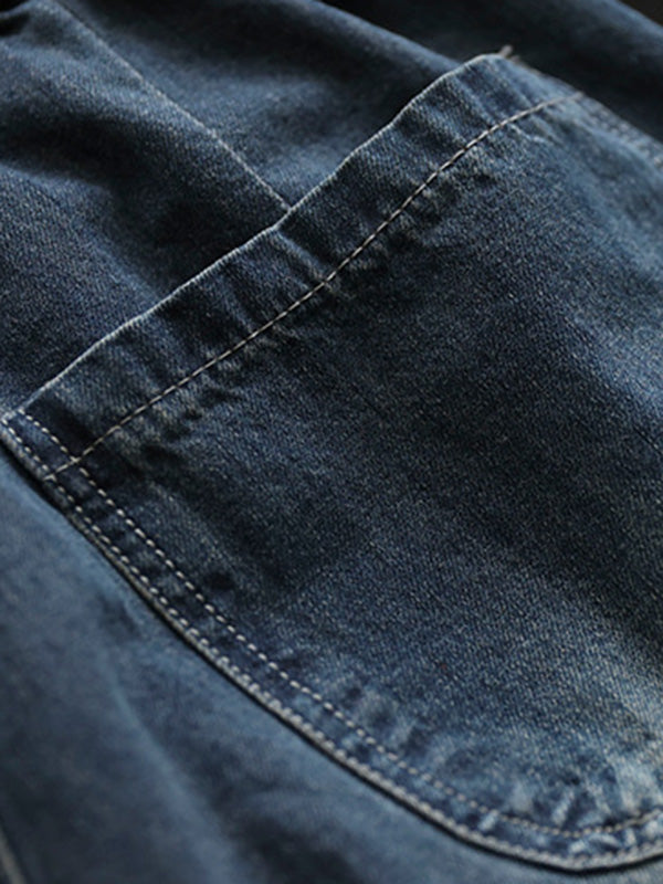 Vintage Loose Embroidered Elasticity Harem Jean Pants Bottoms