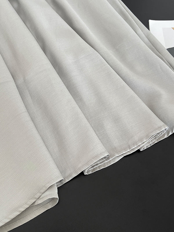 Elasticity Pleated Solid Color Split-Joint A-line High Waisted Skirts Bottoms
