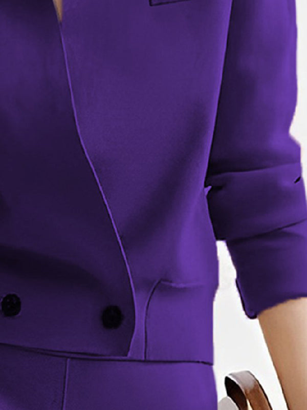 Long Sleeves Solid Color Stand Collar Cardigan Tops