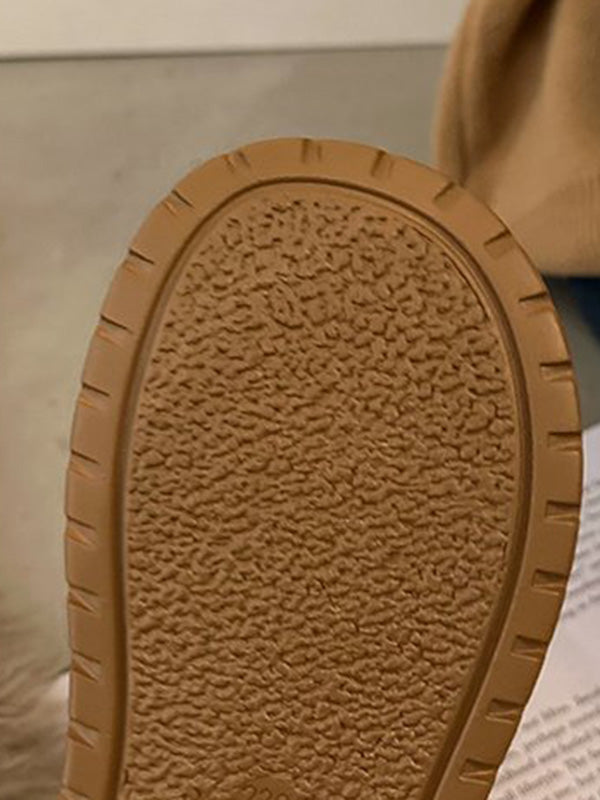 Round-Toe Split-Joint Velvet Platform Shoes Boots