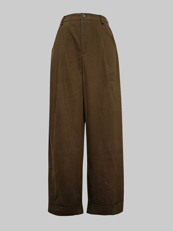 Loose Wide Leg Solid Color Split-Joint Pants Trousers