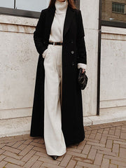 High-Waisted Solid Color Split-Joint Loose Straight Leg Trousers Pants