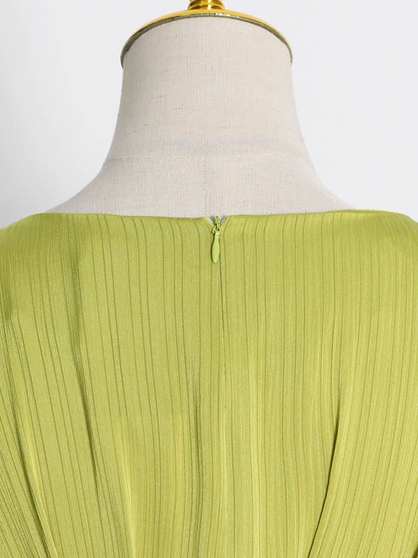 Original Flared Sleeves Half Sleeves Solid Color Boat Neck Midi Dresses