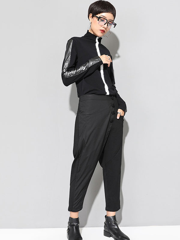 Leisure Irregularity Solid Color Harem Pants