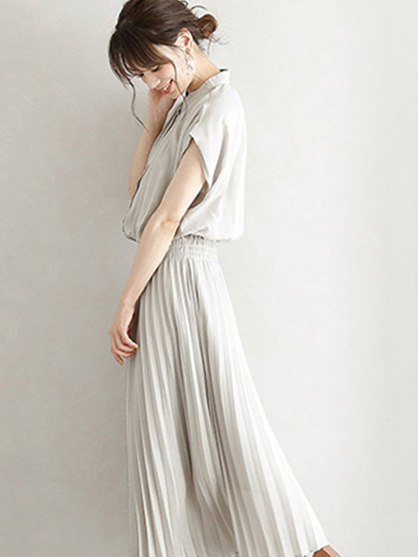 Chiffon 5 Colors Loose Pleated Split-Joint Dress
