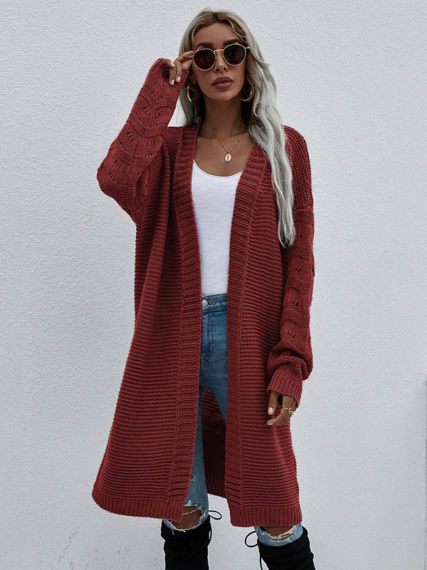 Urban Loose Solid Color Jacquard Cardigan Top