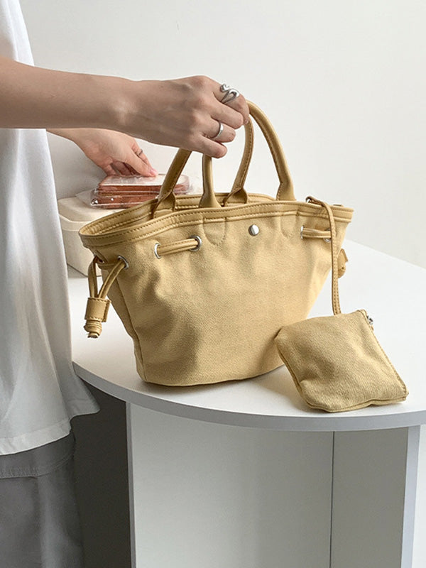 Drawstring Split-Joint Tote Bags Handbags