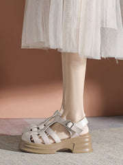 Hollow Round-Toe Sandals Platform Shoes Gladiators