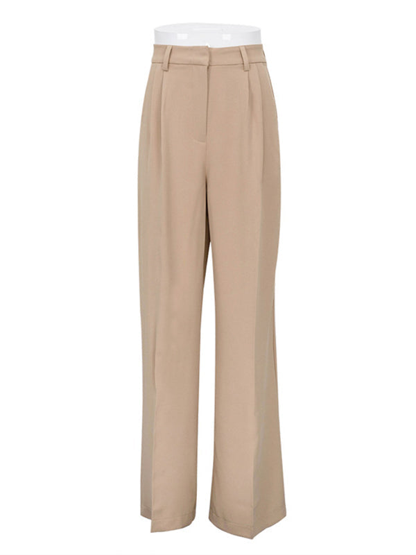 Casual Simple Solid Color Wide Legs Blazer Pants